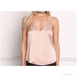 Ivory satin racer back v neck cami